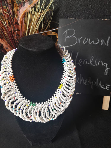 White Speckle Goddess Necklace